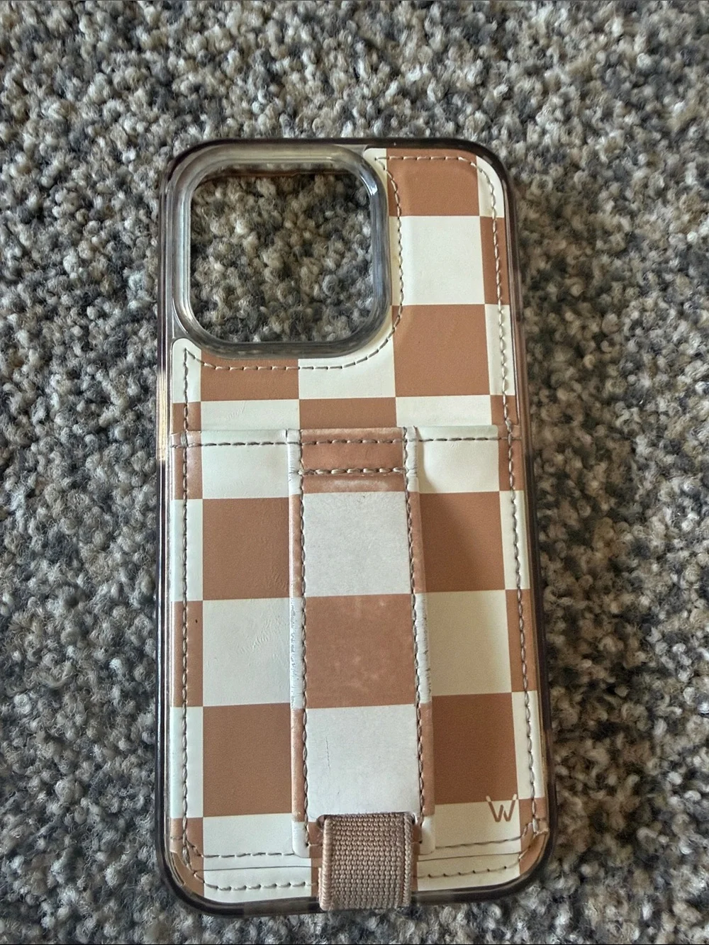 Walli Phone Case with Black Floral and Tan Checker Options 13 pro and 15 pro